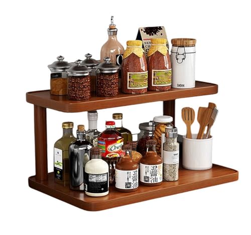 Wood 2-Tier Wooden Spice Rack for Cabinet ，cup shelf organizer kitchen，Kitchen Counter Shelf for Tea Coffee Bar Accessories,Matcha Stand, Cup Display, Condiment Storage Rack