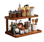 Wood 2-Tier Wooden Spice Rack for Cabinet ，cup shelf organizer kitchen，Kitchen Counter Shelf for Tea Coffee Bar Accessories,Matcha Stand, Cup Display, Condiment Storage Rack