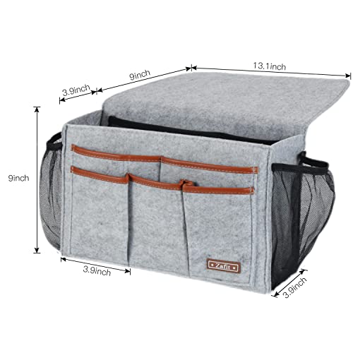 Zafit Bedside Caddy, Large Size Bedside Storage Organizer Bedside Organizer Caddy for Magazine Remotes Phone (13.4'' x 18.1'' Plus Size, Light Grey) - color: Light Grey, size: 13.4'' x 18.1'' Plus Size