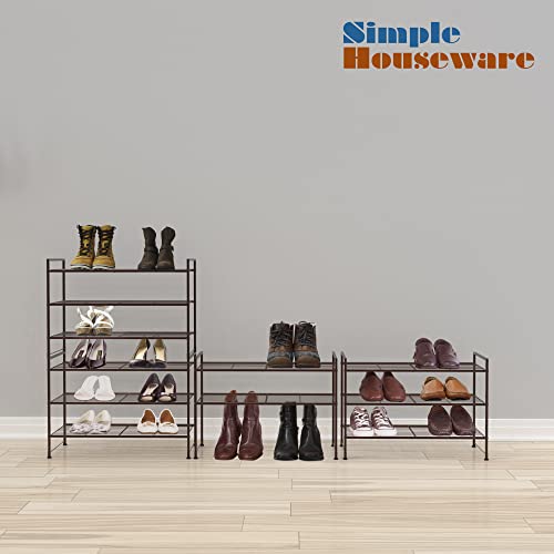 Simple Houseware 3-Tier Stackable Shoes Rack Storage Shelf, Bronze - color: Bronze, style: Wired Grid Panel