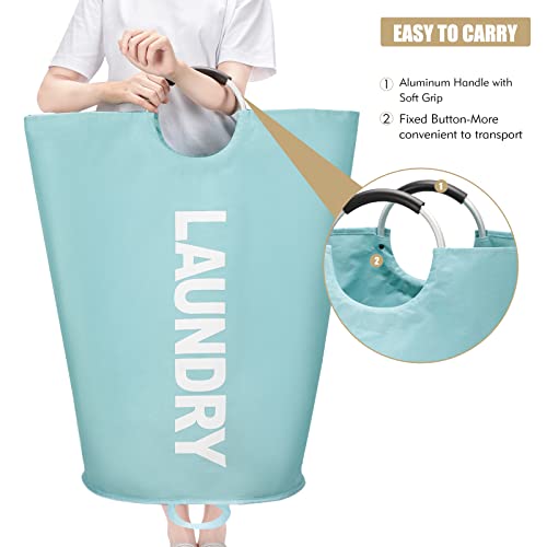 Maxsilan 125L X-Large Laundry Basket, Freestanding Tall Clothes Hamper, Collapsible Laundry Bag, Light Blue - color: Light Blue, size: 125L