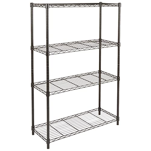 Amazon Basics 4-Shelf Adjustable Heavy Duty Steel Wire Rack Storage Shelving, Sturdy Garage Shelving, 350 lbs Capacity Per Shelf, Easy No-Tool Assembly, 36" x 14" x 54", Black | Heavy Duty, Adjustable, for Kitchen, Garage, Storage, Shelving Organizer - co