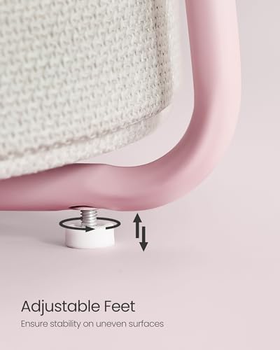 VASAGLE LILEA Collection - Small Round Side End Table, Modern Nightstand with Fabric Basket, for Living Room, Bedroom, Set of 2, Jelly Pink and Cream White ULET225SA01S - color: Jelly Pink + Cream White, size: Round + 2 pack