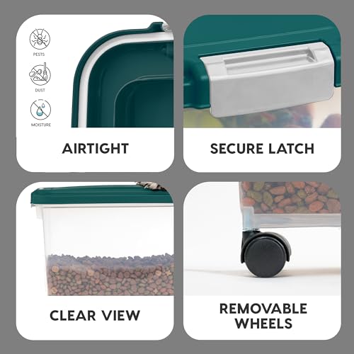 IRIS USA Remington Dog Food Storage Container, 30 lbs, 11 lbs, Airtight, Stackable, Wheels, Food Storage, Treat Box, 2-Cup Scoop - size: 30 lbs, 11 lbs