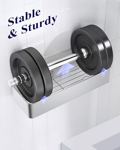 Kitsure Shower Caddy - 2 Pack Adhesive Shower Organizer, Rustproof Metal Shelves, No-Drill Bathroom Organizers and Storage, Silver Grey, Large - color: Silver Grey, size: Large