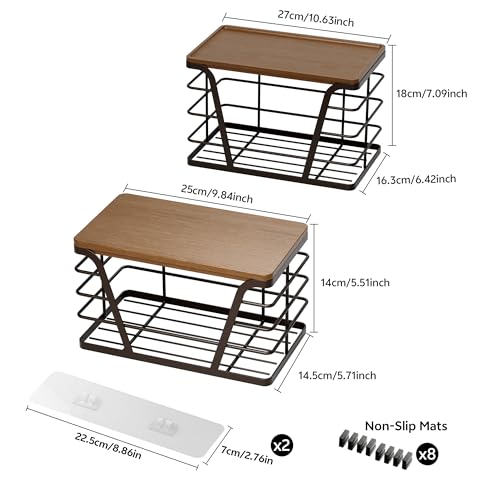 TIDIIABODE 2 Pack Stackable Kitchen Organization,Counter Organizers and Pantry Organization for Home and Kitchen,Trash Bag Organizer Under Sink,Brown - color: 2-Pack-L&S-Brown