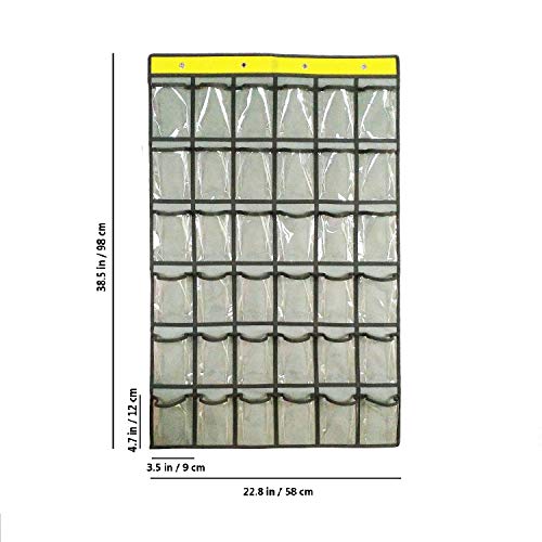 NIMES Hanging Closet Underwear Sock Jewelry Storage Over The Door Classroom Cell Phone Calculator Organizer 36 Clear Pockets (GREY) - color: Grey