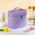 Makeup Bag Vanity Case Cosmetic Bag with Removable Divider Travel Toiletry Bag for Women Portable Make up Box Organizer, Purple - color: Purple