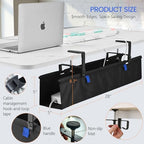 28" Under Desk Cable Management Tray- Clamp/Screw Mount Desk Cable Organizer Cable Tray Hiders for Office&Home - size: 28"L x 5.5"W