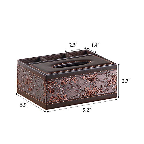 Leather Tissue Box Cover Rectangular and Multifunction Remote Control Caddy,Suitable for Storing pens and Stationery,Desk Organizer Storage for Office and Home(Antique)