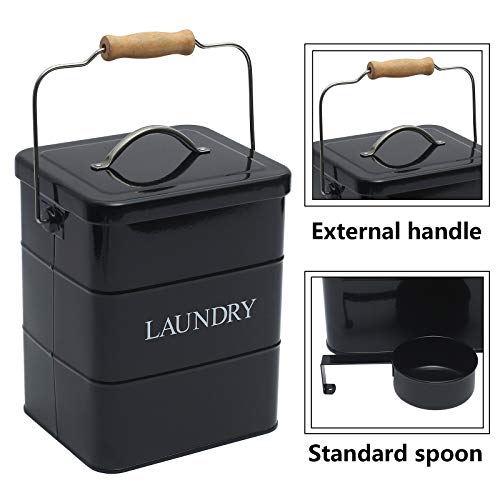 Laundry Powder Bin, Washing Powder Storage Tin with Scoop, Airtight Lid & Handles, Laundry Detergent Powder Storage Box - Perfect for Holding Pods Tablets Capsules Powder Detergent-Black - color: Black