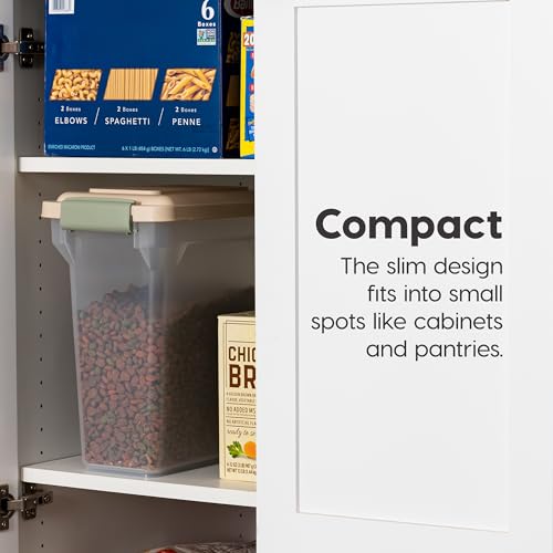 IRIS USA Dog Food Storage Container, Airtight Lid, Up to 13 Pounds Pet Food Storage, Versatile Pet Food Bin, Treats, BPA Free, Almond - color: Almond