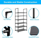 6 Tier Metal Structure Free Standing Shoe Rack for Small Space Entryway, Bedroom, Closet, Narrow Vertical Shelf Organizer for Space Saving Storage - size: 6 Tier
