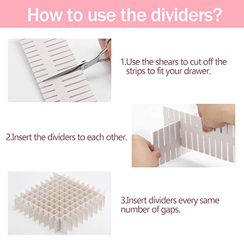 acDesign 40Pcs Grid Drawer Dividers, Adjustable Drawer Organizer for Socks, Underwear, Lingerie, Makeup, Bedroom Office Kitchen Storage (White) - color: White