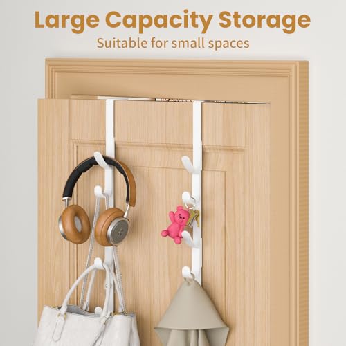 Over The Door Hooks, Metal Door Hooks for Hanging, Over The Door Purse Organizer for Door Coat Hanger, Back of Shower for Hanging Towel Rack Clothes, Hat, Bathroom, Closet (White-2Packs) - color: White, size: 2 Pack