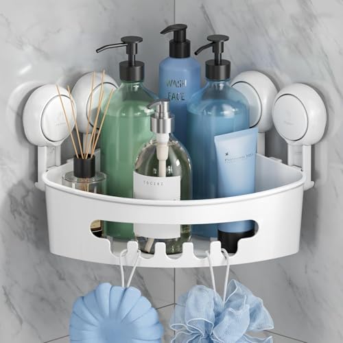 TAILI Shower Caddy Suction Cup Corner, Heavy Duty Bathroom Basket, Bath Shelves for Inside, Shower Holder Organizer for Bathroom Storage & Home Decor, No Drilling,White - style: 1 tier-white