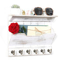 DOPACE Key and Mail Holder for Wall, Mail and Key Holder, Mail Organizer Wall Mounted with 6 Key Hooks, White