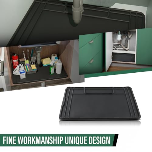 GRAND ORANGE Waterproof Under Sink Liner Mat for Kitchen Bathroom -28” x 19" -Durable, Flexible Tray – Home undersink Organizer Must Haves Black