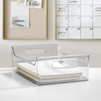iDesign Stackable Storage Bin with Handles for Pantry or Fridge, Clear, Made in USA - size: 14 x 10 x 5, style: Pack of 1