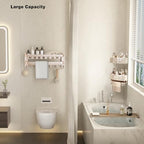 VOLPONE Corner Shower Caddy Suction Cup Shower Shelf Corner No Drilling Bathroom Shower Organizer Storage Rack Adhesive with Towel Bar Hooks(2-Pack, Ivory) - style: Suction cup triangle with towel bar hooks 2 tier ivory