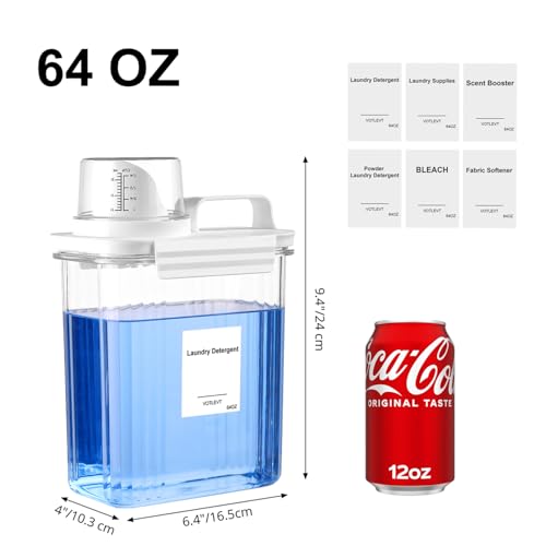 64OZ Liquid Laundry Detergent Dispenser, Laundry Soap Dispenser, Clear Plastic Fabric Softener Holder and Container, Laundry Room Organization and Storage, 2 Pack - color: 2p