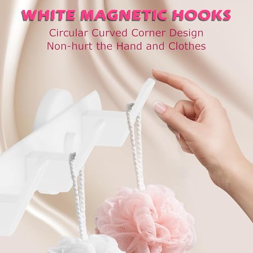 ULIBERMAGNET White Magnetic Coat Rack,Heavy Duty Coat Magnetic Holder with 5 Hooks,Anti-Slip Strong Magnetic Hanger for Refrigerator,Metal Cabinet,Entryway,Hanging Coat, Jackets, Umbrella,Scarf,Bag - color: White, size: 5 Hooks Magnetic Rack