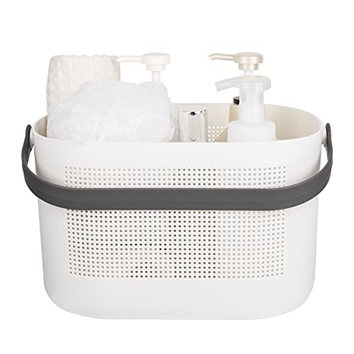 UUJOLY Plastic Storage Baskets with Handles, Shower Caddy Shelf Organizers Basket for Bathroom, Kitchen, Dorm Room, Grey - color: Grey, size: 1 Pack