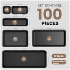 A-LuGei 【𝟲 𝗦𝗜𝗭𝗘 & 100PCS】 Tool Box Organizer Tray Set【Fits 100+ Tools】 Black Plastic Drawer Divider Desk Drawer Organizer Garage Organization for Rolling Tool Chest Cart Workbench Office Storage