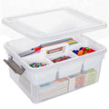 Citylife 17 QT Plastic Storage Bins Clear Storage Box with Removable Tray Stackable Latching Box with Handle for Oraganizing Tool, Craft, Office, Orange - size: 17 Qt- 1 Pack-H