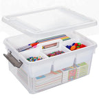 Citylife 17 QT Plastic Storage Bins Clear Storage Box with Removable Tray Stackable Latching Box with Handle for Oraganizing Tool, Craft, Office, Orange - size: 17 Qt- 1 Pack-H