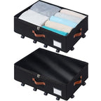 Freebat Under Bed Storage Organizer with Wheels, Underbed Container with Clear Lid Cover, Storage Bag Box with Visiable Window for Clothes, Bedsheet, Pillow, 2 Pack，7.5 inches - size: 7.5 inch