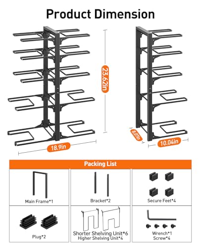 ORDORA 10-Tier Pots and Pans Organizer under Cabinet, Kitchen Cabinet Organizers and Storage, Heavy Duty Pots and Pan Storage Rack Organizer inside Cabinet, Adjustable - size: XL-23.62"H-HeavyDuty