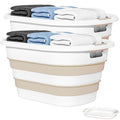 OOAMBB 43L(11.5Gallon) Collapsible Laundry Baskets plastic, Pop Up Laundry hamper/Storage Container, Foldable Laundry Basket with Large Capacity,Sturdy,Space Saver (Beige, 2 Packs) - color: Beige