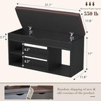 Apicizon Entryway Bench with Shoe Storage, Black, 2-Tier Shoe Rack, Padded Cushion, Wooden Frame - color: Black, size: 31 Inch