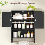 TEENFON Bathroom Wall Cabinet with Adjustable Shelves and Towel Rack, Wall Mounted Over The Toilet Storage Cabinet for Bathroom, Living Room, Black - color: Black With Towel Bar