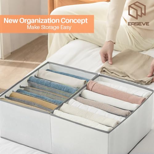 EASEVE Wardrobe Closet Organizer and Storage for Clothes - 7 Grids Foldable Drawer Dividers Organizers for Jeans | Pants | Shirts | Leggings, Stackable Clothing Bins for Closets Organization (1PCS) - size: 1 Pack