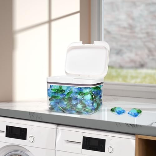 Pensino Laundry Pods Container Holder with Lid, Laundry Room Storage Container for Detergent Pods Laundry Powder Scent Booster Container with Scoop - size: 2.8L