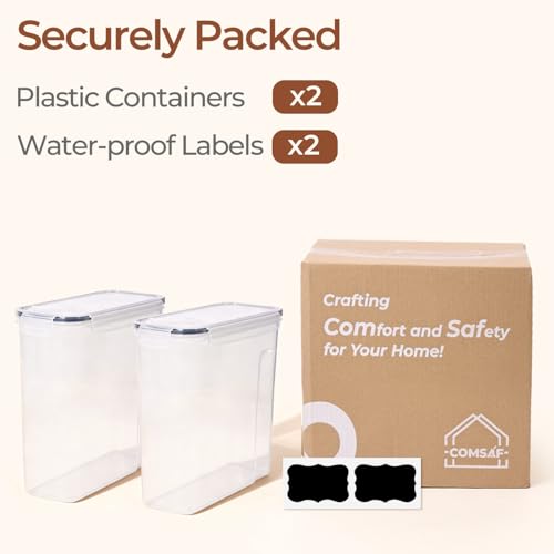 ComSaf 6.7Qt Cereal Storage Container Set of 2 - Ideal for Home Cooks Storing Cereal and Organized Families Organizing Bulk Food，Large Cereal Dispenser Keeps Pantry and Kitchen Countertop Neat - size: 6.7Qt-Rectangle