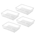 Backerysupply Clear Plastic Drawer Organizer Tray for Vanity Cabinet (9"×6"×2" Set of 4) For Office Bathroom Makeup Drawers - size: 9 in x 6 in x 2 in