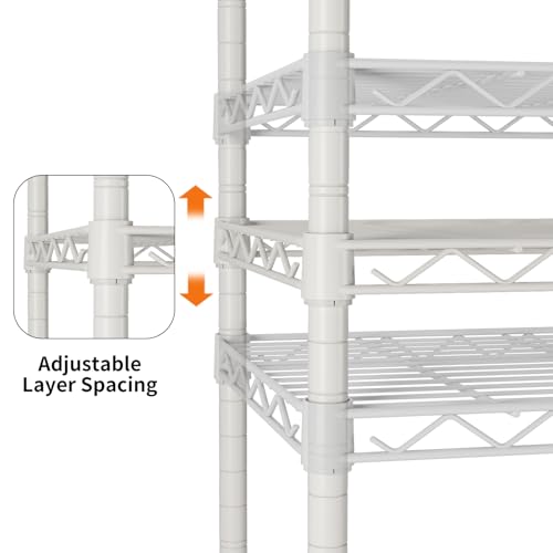 SINGAYE 3 Small Shelves Storage Shelf Wire Shelving Unit Metal Shelf Adjustable Organizers Storage Shelving with Wheels for Bathroom Laundry Room Kitchen Pantry11.5”D x 17.5”W x 30.5”H White - color: White, size: 3Tier/11.5"D X 17.5"W X 30.5"H