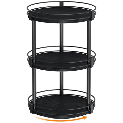 Snughome Lazy Susan Organizer, 3 Tier Rotating Spice Rack for Countertop, Turntable Lazy Susan Kitchen Countertop Organizer, 10.2" x 10.2" x 18.5", Black - color: Black, size: 10.2" x 10.2" x 18.5"