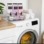 3 Sets 2.2L Liquid Laundry Detergent Dispenser, Glass Laundry Soap Dispenser with Stand, Measuring Cup, Fabric Softener Dispenser for Laundry Room Organization