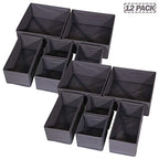 DIOMMELL 12 Pack Foldable Cloth Storage Box Closet Dresser Drawer Organizer Fabric Baskets Bins Containers Divider for Baby Clothes Underwear Bras Socks Lingerie Clothing,Dark Grey 444 - color: Dark Grey