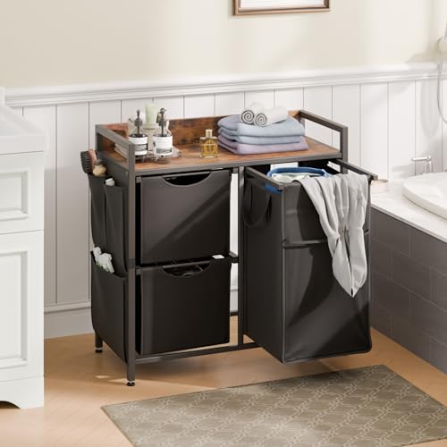 Laundry Sorter with 3 Sections, Laundry Hamper with Wheels, Laundry Basket with Small Side Pockets and Pull-Out Removable Liners,for Laundry Room Bedroom Bathroom (100L) - size: 100L