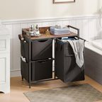 Laundry Sorter with 3 Sections, Laundry Hamper with Wheels, Laundry Basket with Small Side Pockets and Pull-Out Removable Liners,for Laundry Room Bedroom Bathroom (100L) - size: 100L