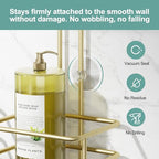 SRIWATANA Shower Caddy Hanging, Bathroom Organizer, No Drilling Shelves Over Shower Head, Bath Rack Holder with Hooks for Razors and Sponge - Gold - color: Gold