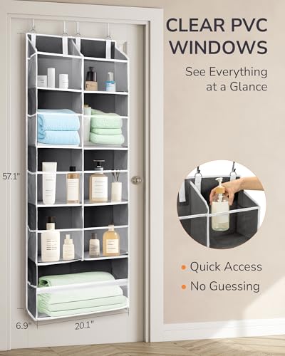 ULG Over the Door Organizer, 5-Tier Extra Large Hanging Storage with 10 Mesh Pockets, 100 lbs Capacity, Heavy Duty Door Organizer for Closet, Bedroom,Grey - color: Dark Grey, size: 1 Pack-Extra Large