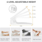 Shoe Organizer 36 Pack - Shoe Stackers, Space Savers 50%, 4 Levels Adjustable Rack, White