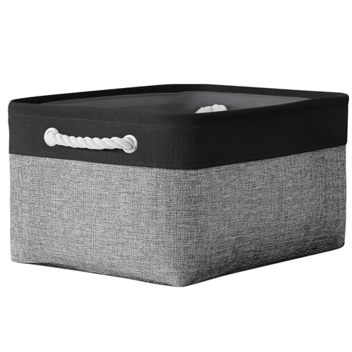 TheWarmHome Storage Basket for Organizing- 16x12x8 inch 1 Pack Fabric Storage Cubes, Bins for Organization for Shelves Organizer Gift Laundry Cloth Toy (Grey & Black) - color: Black&Grey, size: Large - 15.7Lx11.8Wx8.3H