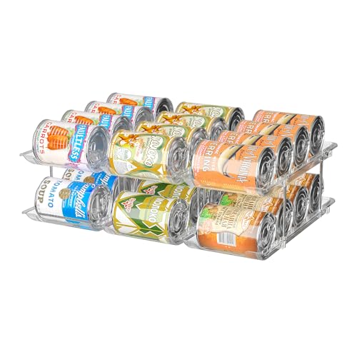 Attelite Can Organizer for Pantry, 3 Sets 2Tiers Can Storage Organizer Pantry, Soda Can Organizer for Fridge 24 Cans Rack Automatic Rolling Stackable Canned Food Organizer,Clear - size: 2tier*3sets